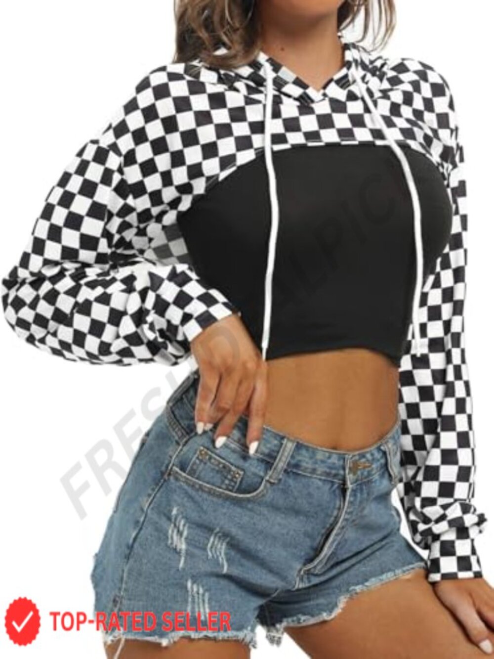 Women Cropped Hoodie Pullover Sweatshirt Long Sleeve Rave Dance Gym Top